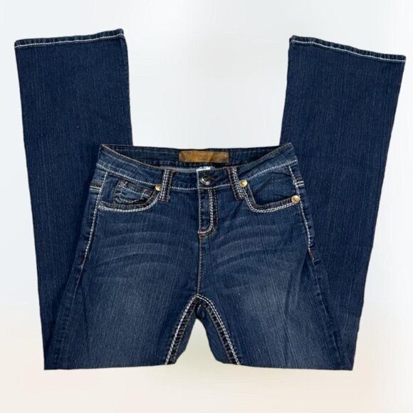 Western Y2K unknighted brand dark wash denim bootcut flares Women's size 8 boot - Picture 2 of 4